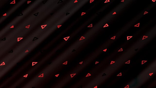 Black background with red glowing waves and scattered red and black triangles