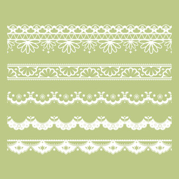 Decorative border lines in flower and star shapes, a cute vector line art set for greeting cards, invitation cards, and picture frames.