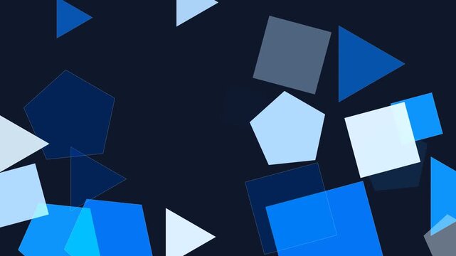 Dark background with blue tone geometric shapes falling motion background for urban, modern, and clean creative visuals