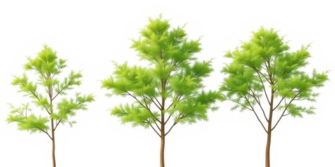 Obraz premium Green Trees Collection Isolated on White Background - 3D Render