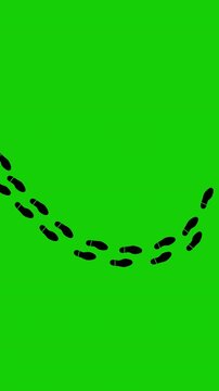 Human foot print walk animation on green screen. Footsteps sign footprint. 4K Resolution