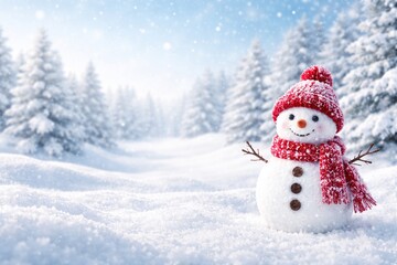 雪だるまと冬の風景