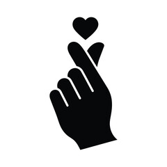Obraz premium Silhouette of a hand with a heart above the index finger