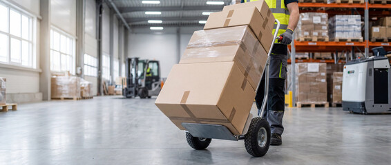 Shipping Delivery Concept with Dolly Moving Boxes and Packages