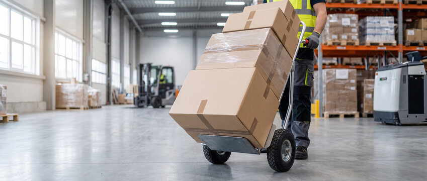 Shipping Delivery Concept with Dolly Moving Boxes and Packages