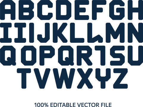 Bold block letters alphabet in dark blue color
