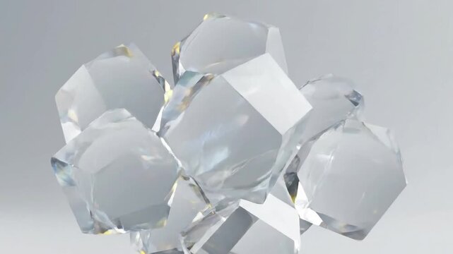 Minimalist Crystal Grid Depict the undulation within a clean, abstract, perhaps grid-like arrangement of interconnected crystal elements against a soft, gradient background.