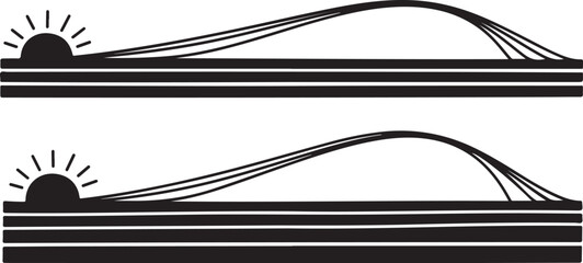 Simple black and white illustration of suspension bridge designs