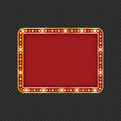 Vintage glowing marquee sign with red background for theater or show announcement