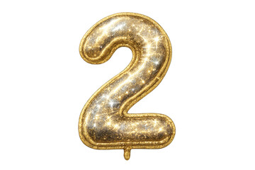 Golden glitter number two balloon celebrating anniversary