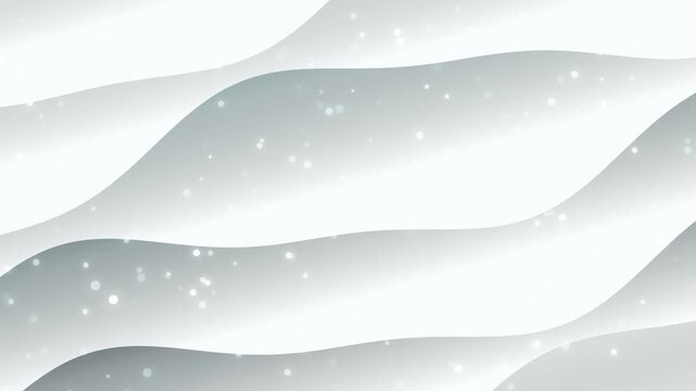 White and light gray gradient moving waves with clean white falling particles motion background for minimalist, corporate, and clean visual content or winter theme