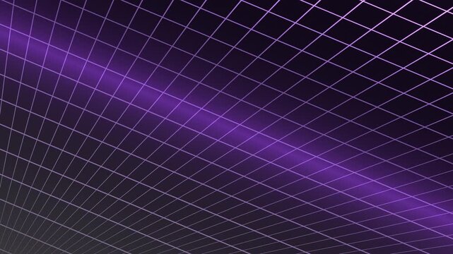 Diagonal view of a grid pattern in varying shades of purple against a black background
