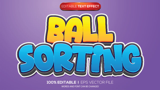 3d text effect ball sorting  theme