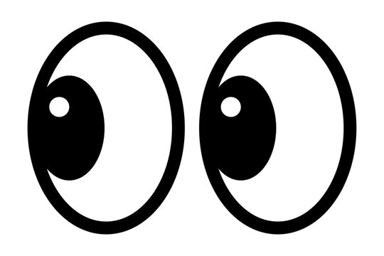 vector cartoon emoji black eyes look clipart isolated on transparent background. 