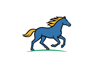 Fototapeta premium Blue horse running silhouette on black background for design