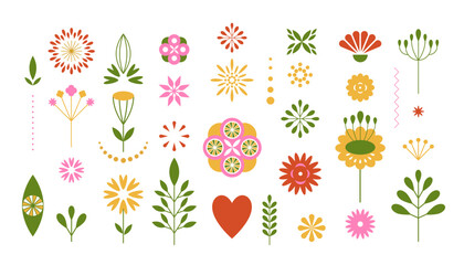 Set of floral design elements