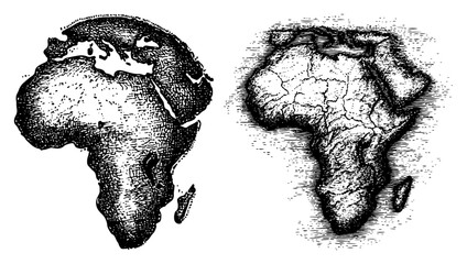 Vintage engraving style Africa map illustration set © Aisha Kudorova
