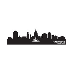 Obraz premium Hartford Connecticut skyline silhouette against a stark white background