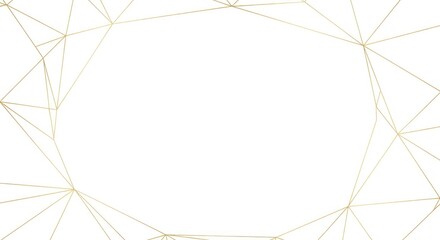 Abstract gold geometric frame pattern on a clean white background