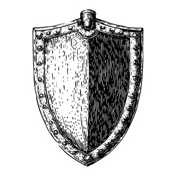 Hand drawn medieval heraldic shield with rivets