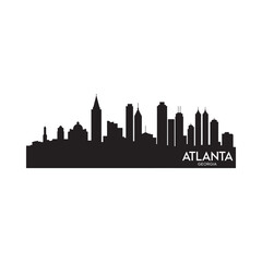 Fototapeta premium Atlanta skyline silhouette against a white background with city name text