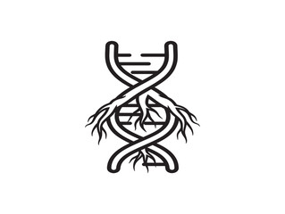 Obraz premium Dna helix with roots vector illustration