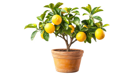 A small orange tree with a few lemons on it