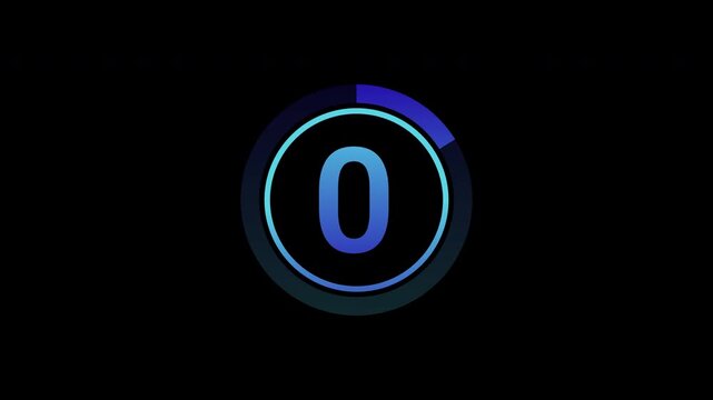 Blue gradient 5 second countdown timer animation, 4k motion graphic video
