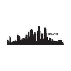 Silhouetted skyline of singapore with the city s name prominently displayed