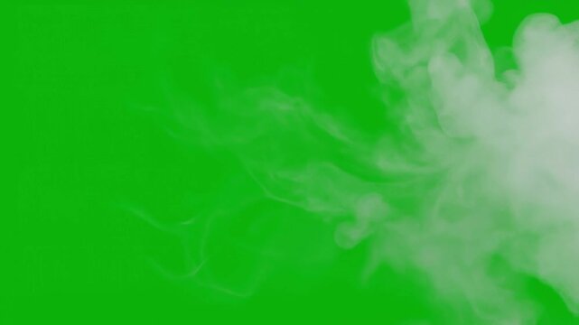 The Mystical Cloud on Green Screen: A wisp of ethereal vapor drifts gracefully across a vibrant green expanse, creating a visually compelling spectacle for creative compositions.