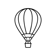 Obraz premium Vector An elegant outline illustration of a classic hot air balloon with a passenger basket, soaring gracefully, symbolizing adventure, freedom, and peaceful journeys.
