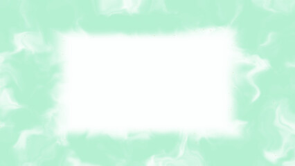 Obraz premium Light mint green watercolor texture frame with white copy space, abstract pastel wash background for social media or presentation