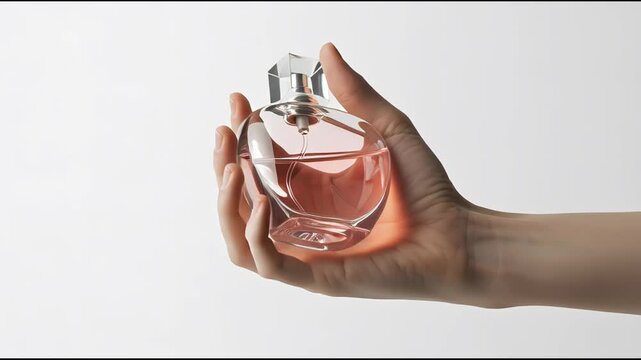 Holding a bottle of perfume in hand in soft light