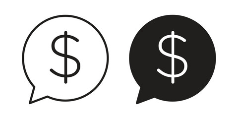 Fototapeta premium Comment dollar icon vector isolated on white background. Simple icon set.