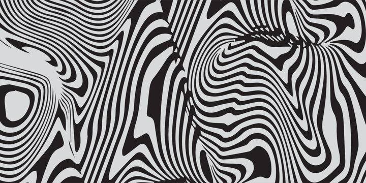 Abstract Black and White Swirling Pattern.