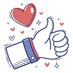 Hand giving thumbs up with heart symbol