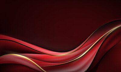 Abstract red gold luxury elegant wave curve design modern background vector