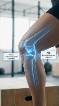 Detailed 3D Animation of Human Knee Anatomy Showing ACL and PCL Ligaments During Exercise