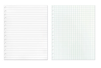  Set of  notebook sheet  blanks with math graph and line graph texture. School education template.