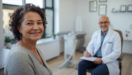 Fototapeta premium Adult female at clinic for appointment.jpeg