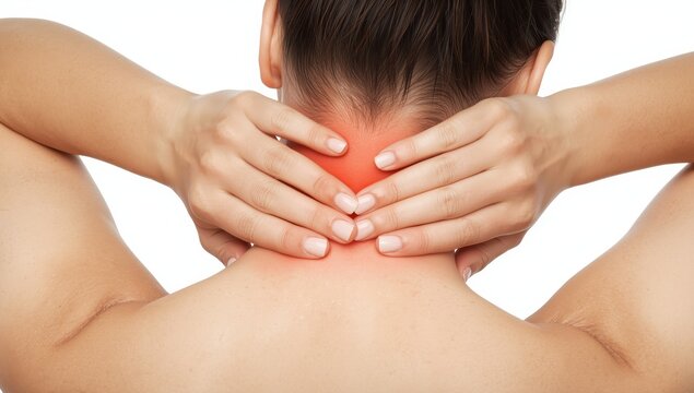 ipping her neck from behind, suggesting neck discomfort. Isolated on white background.jpeg