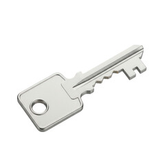 Silver skeleton key for unlocking and opening, isolated on white background