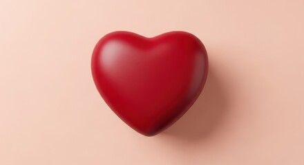 Obraz premium Red heart shape on a pink background, top view
