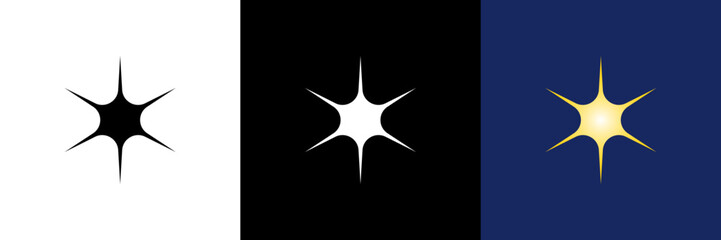 Obraz premium 尖ったキラキラ・輝くスパークルアイコンセット（ベクター）