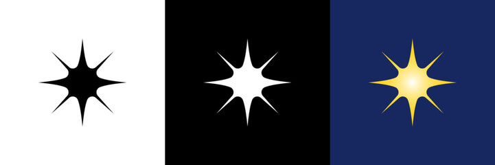 Obraz premium 尖ったキラキラ・輝くスパークルアイコンセット（ベクター）