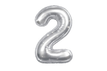 Naklejka premium Silver foil balloon number two anniversary celebration