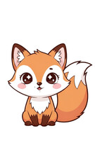 Obraz premium Cute Cartoon Fox Character Sitting.