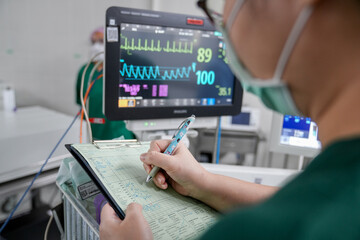 blood pressure monitor in the hospital