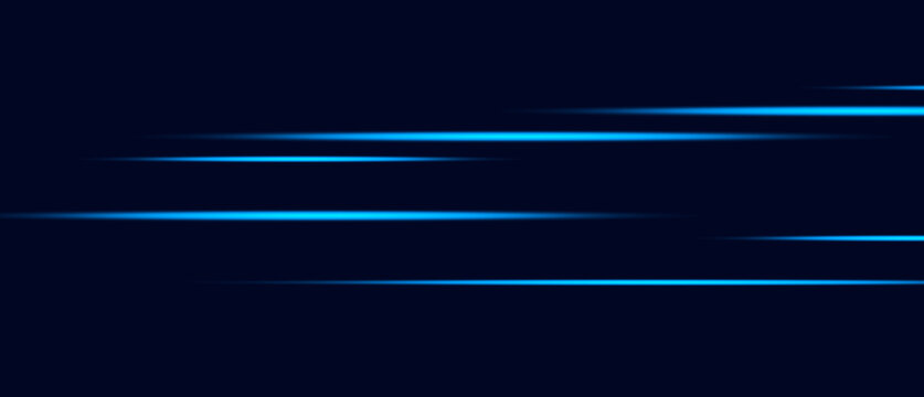 Abstract glowing blue light streaks move rapidly across a dark background suggesting high speed motion or futuristic digital data transmission technology for vibrant visual effects