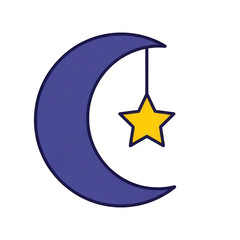 Crescent moon and star symbol for astronomy and night sky, minimalist vector icon
